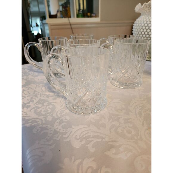 CRISTAL D'ARQUES FRANCE COFFEE/TEA MUG LEAD CRYSTAL DANUBE PATTERN - Picture 5 of 6